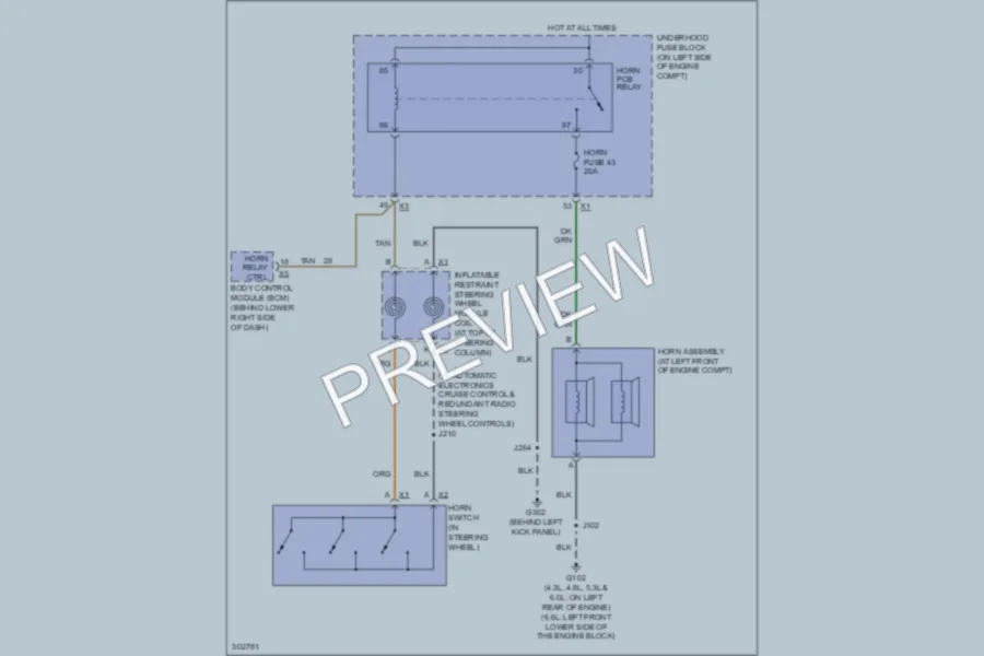 2009 GMC G2500 Horn wiring diagram preview
