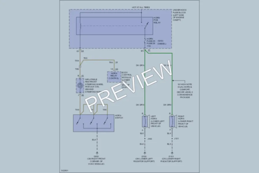 2009 GMC 2500 Hd Horn wiring diagram preview