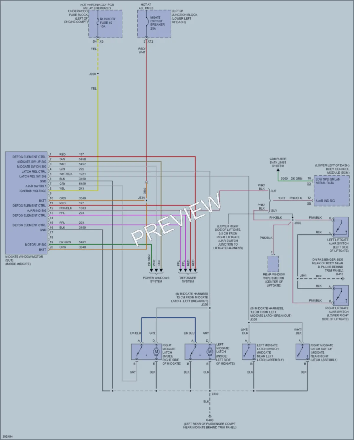 2009 HUMMER H2SUV Trunk Tailgate Fuel Door wiring diagram preview