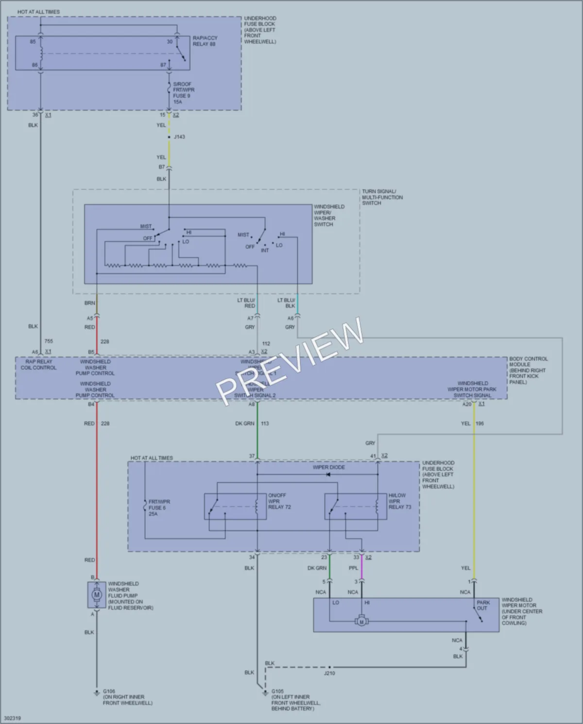 2009 HUMMER H3 Wiper Washer wiring diagram preview