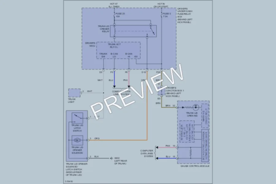 2009 Honda Accord Trunk Tailgate Fuel Door wiring diagram preview