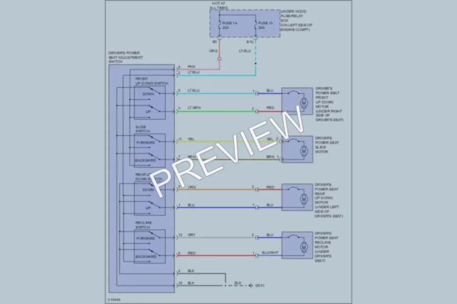 2009 Honda CRV Power Seats wiring diagram preview
