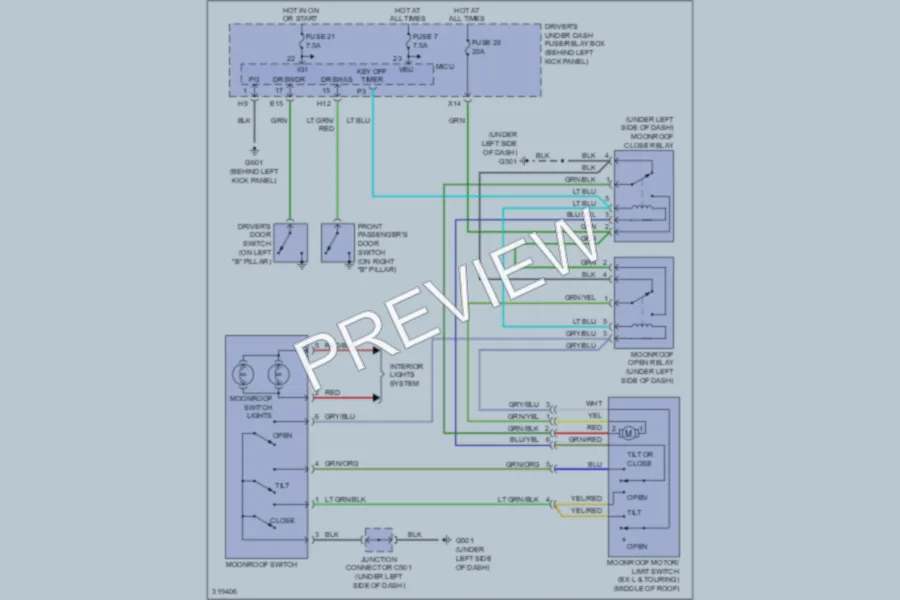 2009 Honda Odyssey Power Top Sunroof wiring diagram preview