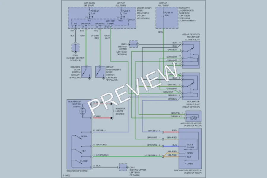 2009 Honda Ridgeline Power Top Sunroof wiring diagram preview