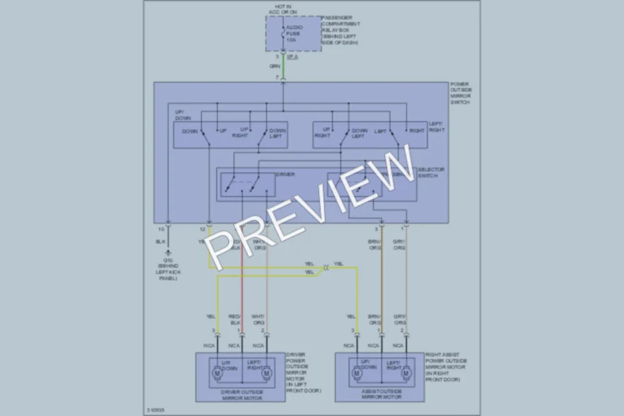 2009 Hyundai Accent Power Mirrors wiring diagram preview