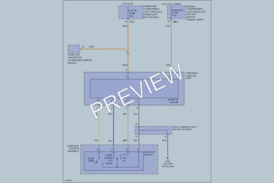 2009 Hyundai Azera Power Top Sunroof wiring diagram preview