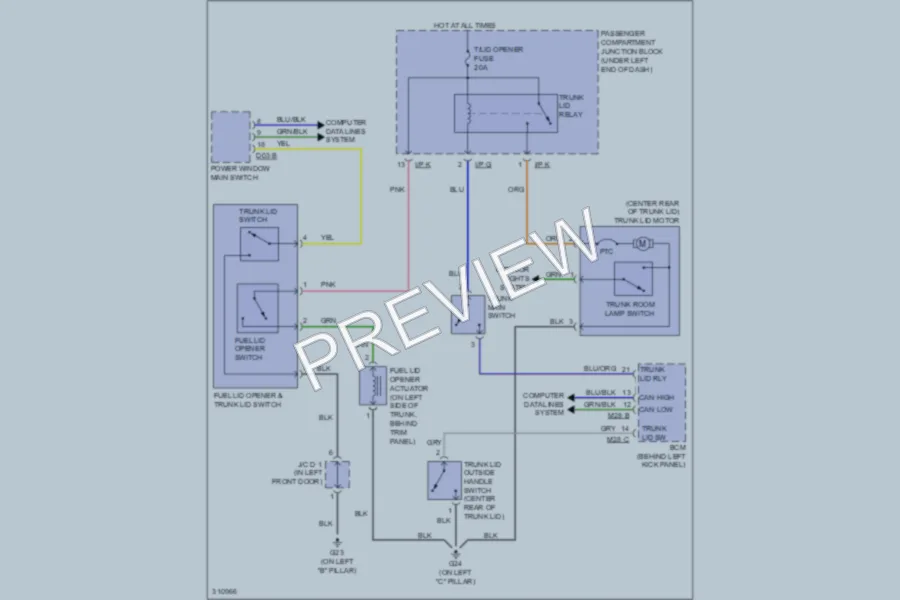 2009 Hyundai Azera Trunk Tailgate Fuel Door wiring diagram preview