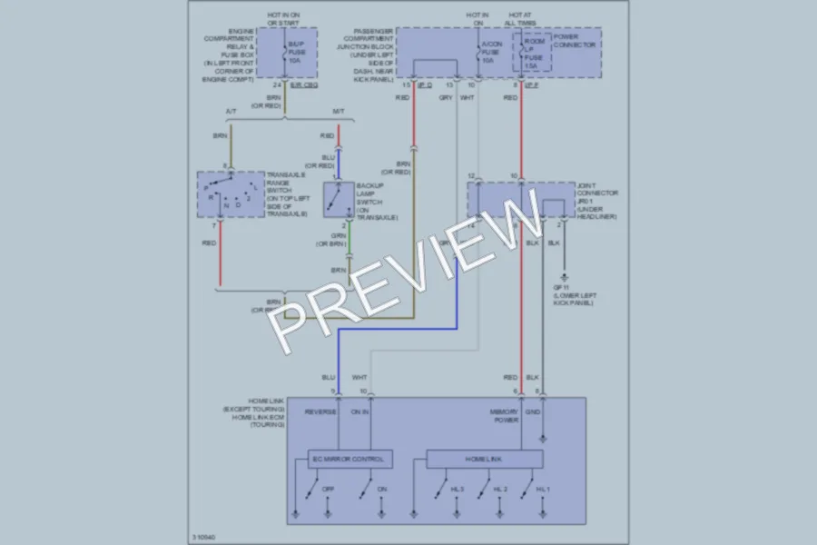 2009 Hyundai Elantra Power Mirrors wiring diagram preview