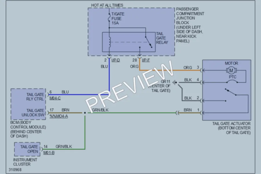 2009 Hyundai Elantra Trunk Tailgate Fuel Door wiring diagram preview