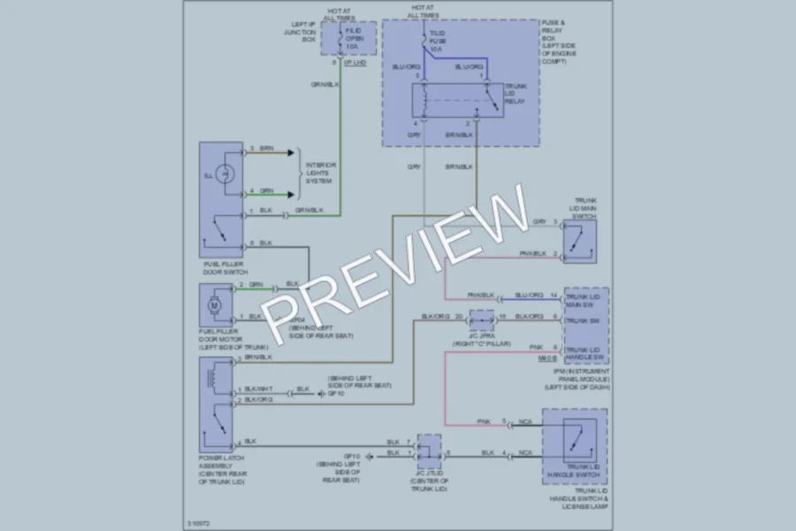 2009 Hyundai Genesis Trunk Tailgate Fuel Door wiring diagram preview