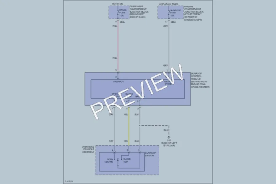 2009 Hyundai Sonata Power Top Sunroof wiring diagram preview