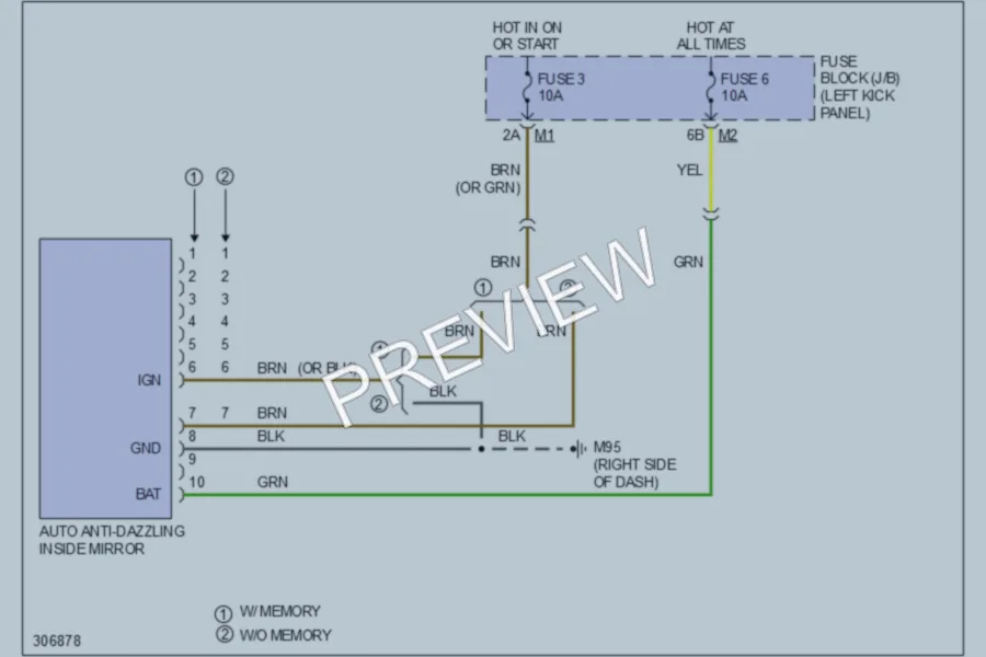 2009 Infiniti EX35 Power Mirrors wiring diagram preview