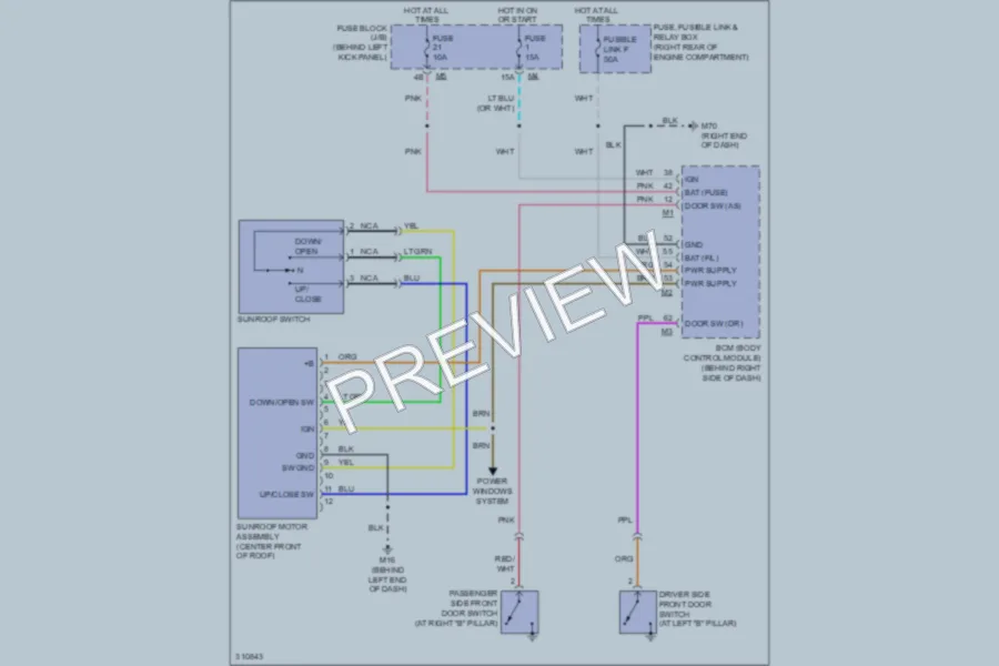 2009 Infiniti M35x Power Top Sunroof wiring diagram preview