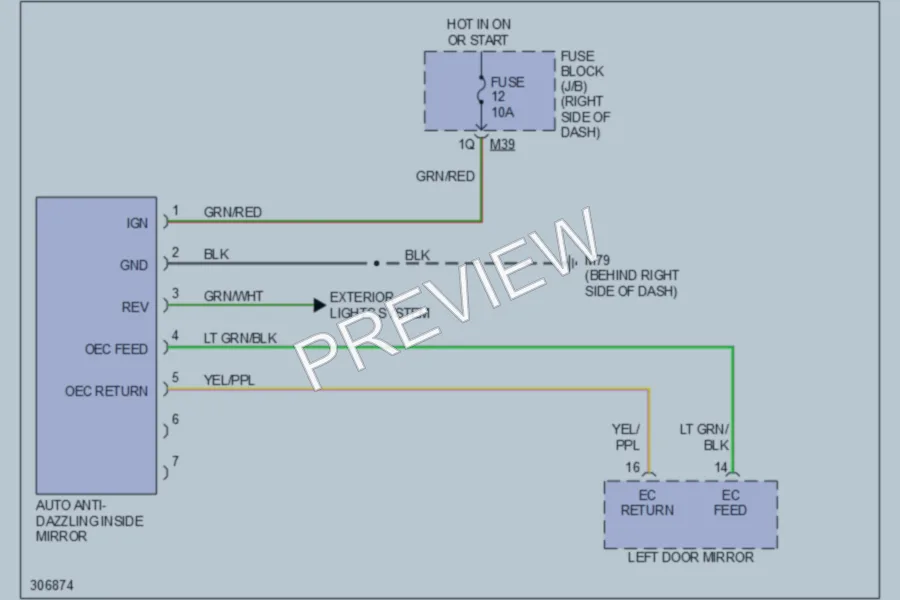 2009 Infiniti QX56 Power Mirrors wiring diagram preview