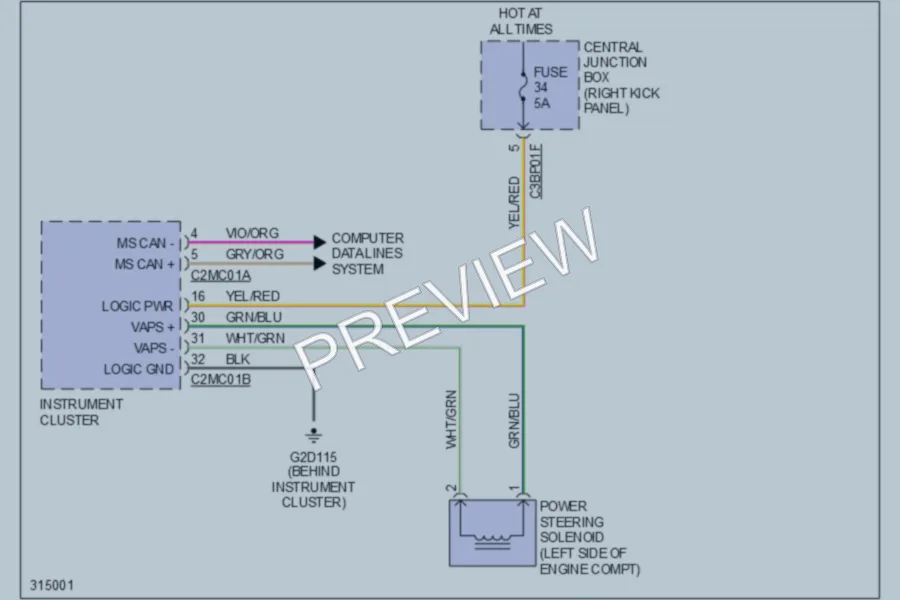 2009 Jaguar XF Electronic Power Steering wiring diagram preview