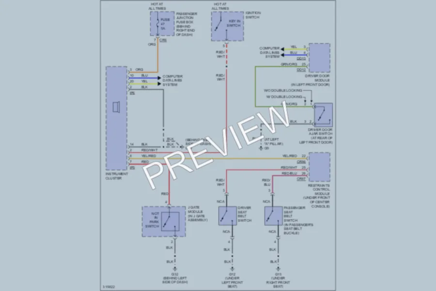 2009 Jaguar XJR Warning Systems wiring diagram preview