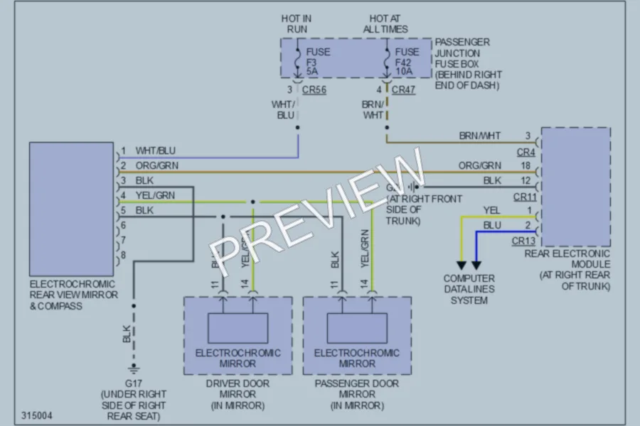 2009 Jaguar XJSuper Power Mirrors wiring diagram preview