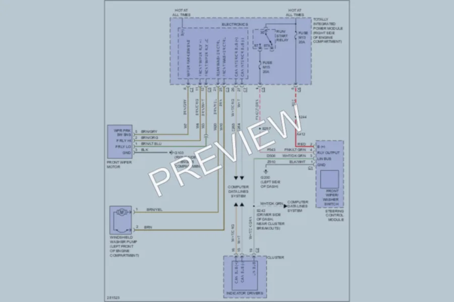 2009 Jeep Wrangler Wiper Washer wiring diagram preview