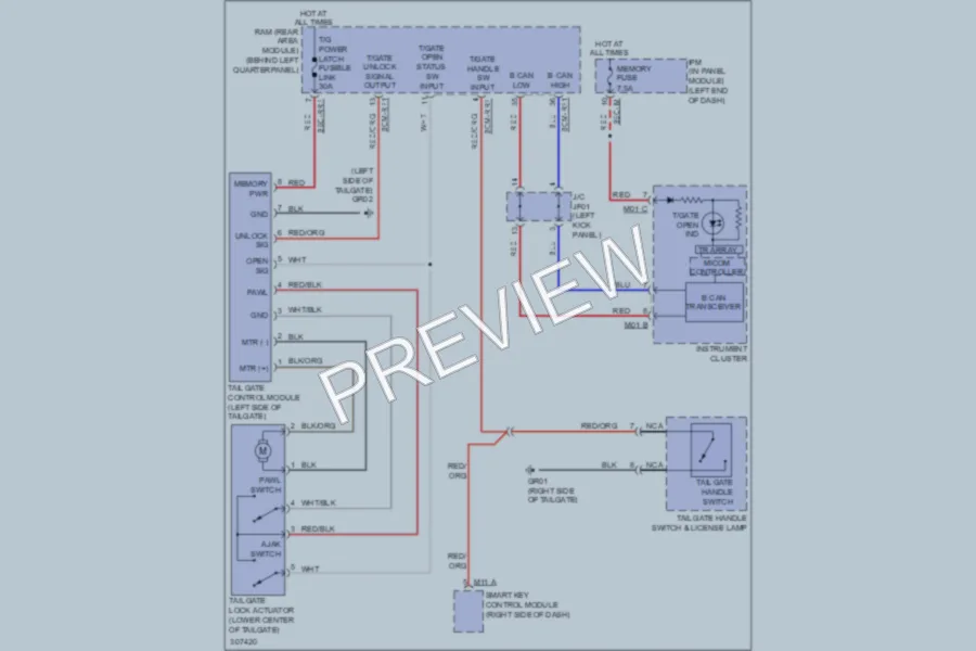 2009 Kia Borrego Trunk Tailgate Fuel Door wiring diagram preview