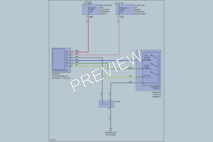 2009 Kia Rondo Power Top Sunroof wiring diagram preview