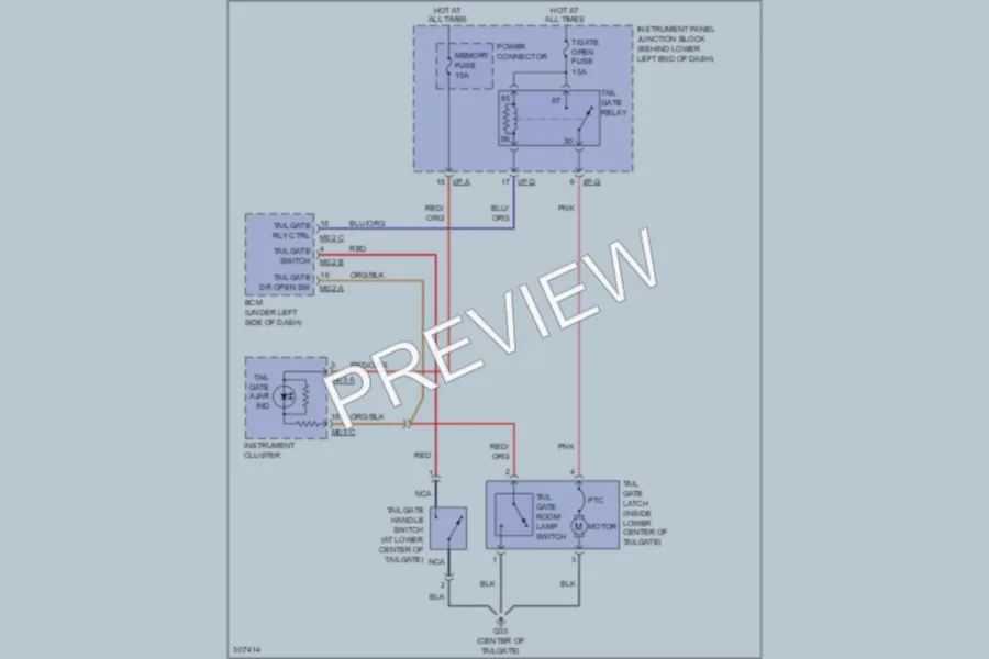 2009 Kia Rondo Trunk Tailgate Fuel Door wiring diagram preview