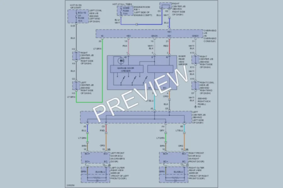 2009 Lexus GS450h Power Mirrors wiring diagram preview