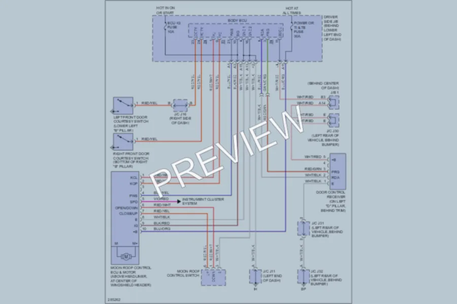 2009 Lexus GX470 Power Top Sunroof wiring diagram preview