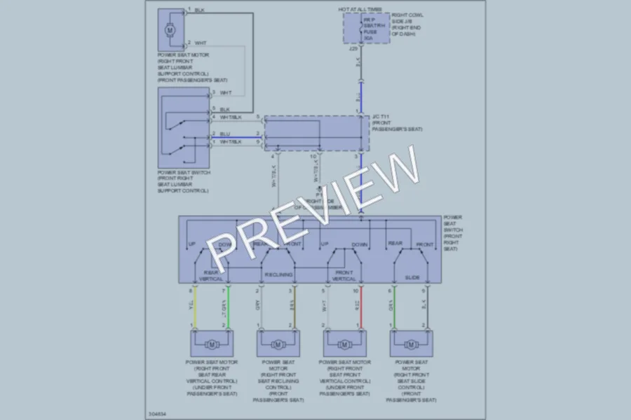 2009 Lexus IS350 Power Seats wiring diagram preview