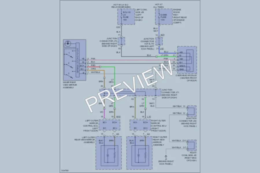 2009 Lexus ISF Power Mirrors wiring diagram preview