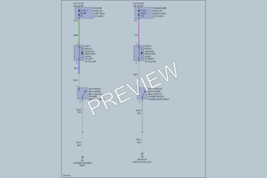2009 Lexus LS460 Passive Restraints wiring diagram preview
