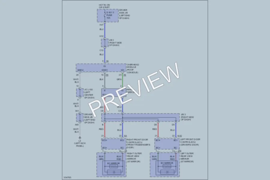 2009 Lexus LS460 Power Mirrors wiring diagram preview