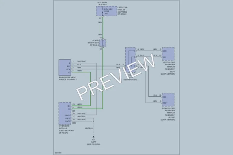 2009 Lexus LX570 Power Mirrors wiring diagram preview