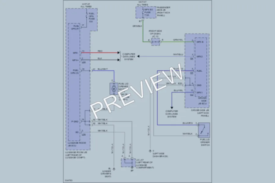 2009 Lexus SC430 Trunk Tailgate Fuel Door wiring diagram preview