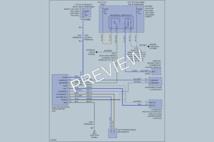 2009 Lincoln MKS Power Mirrors wiring diagram preview