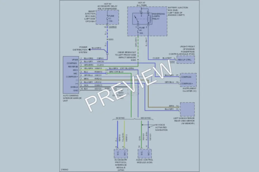 2009 Lincoln MKX Power Mirrors wiring diagram preview