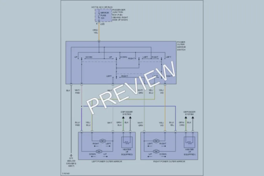 2009 Mazda 3 Power Mirrors wiring diagram preview