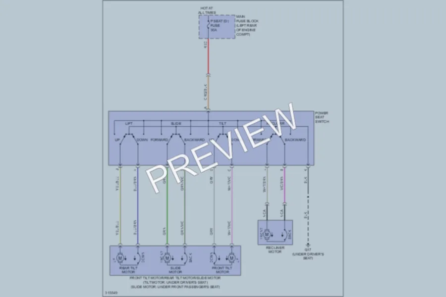 2009 Mazda 6 Power Seats wiring diagram preview