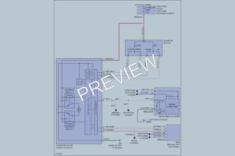 2009 Mazda 6 Power Top Sunroof wiring diagram preview