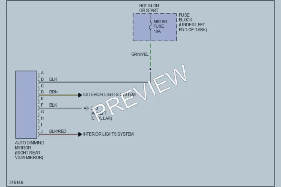2009 Mazda CX7 Power Mirrors wiring diagram preview