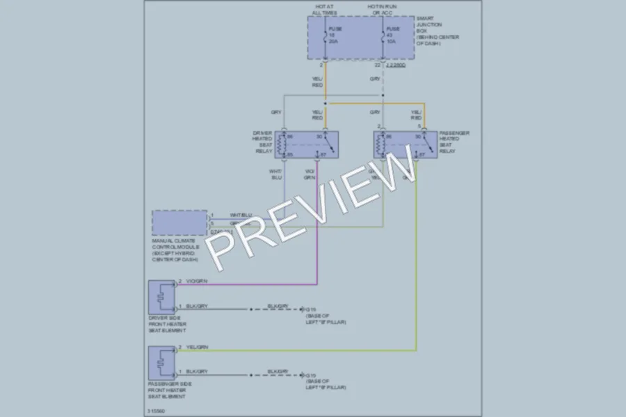 2009 Mazda TributeHybrid Power Seats wiring diagram preview