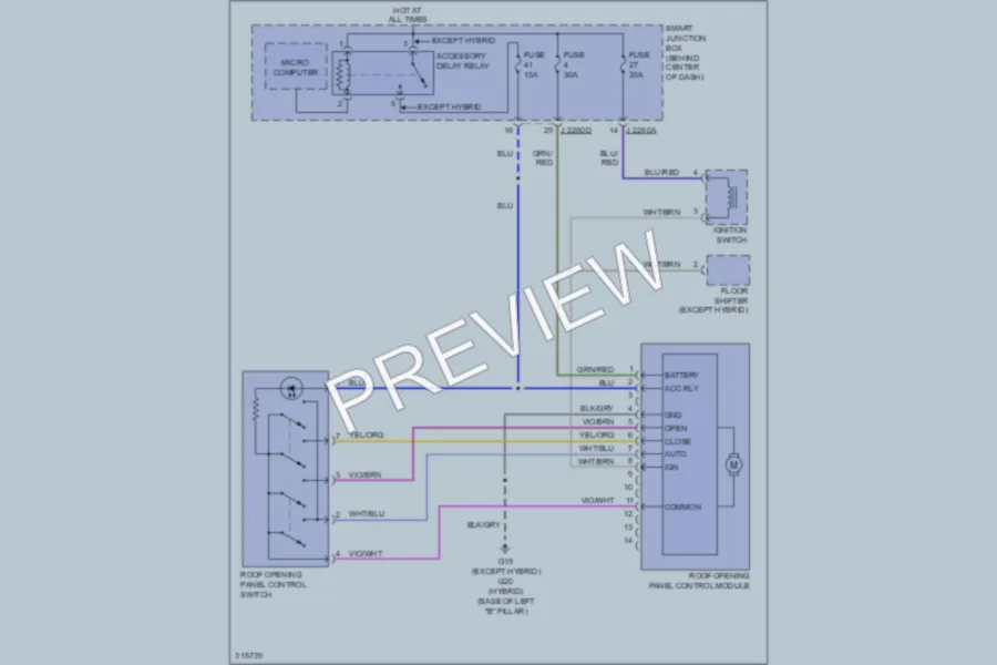 2009 Mazda TributeHybrid Power Top Sunroof wiring diagram preview