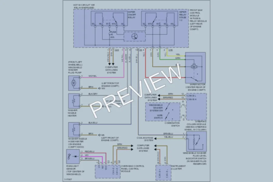 2009 MercedesBenz CLK350 Wiper Washer wiring diagram preview