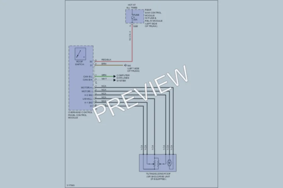 2009 MercedesBenz CLS550 Power Top Sunroof wiring diagram preview