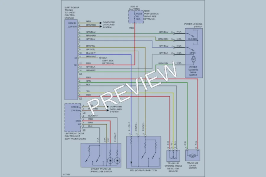2009 MercedesBenz CLS550 Trunk Tailgate Fuel Door wiring diagram preview