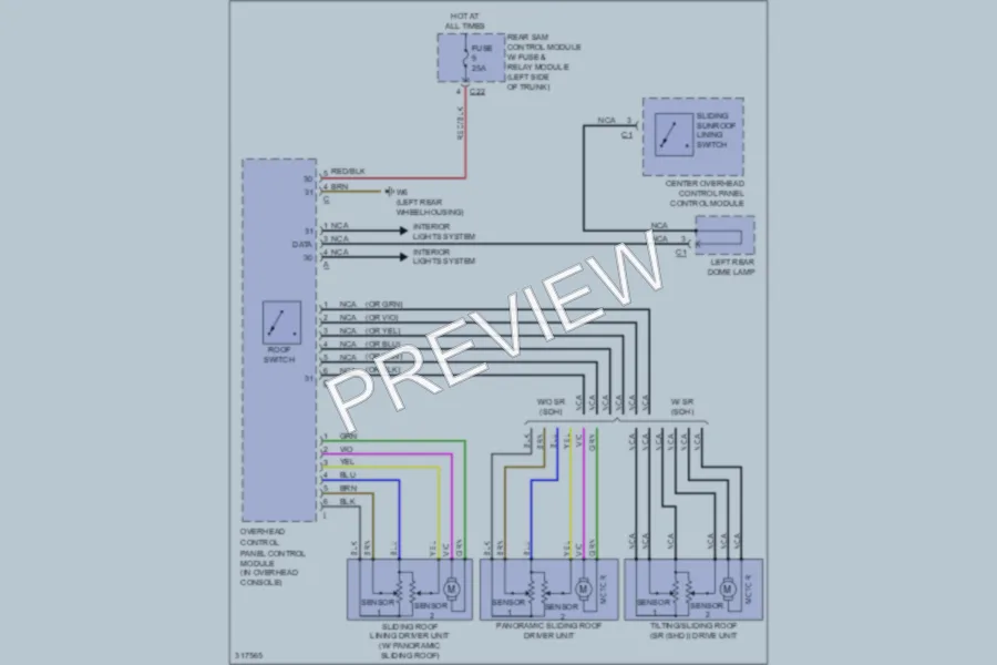 2009 MercedesBenz E320BLUETEC Power Top Sunroof wiring diagram preview