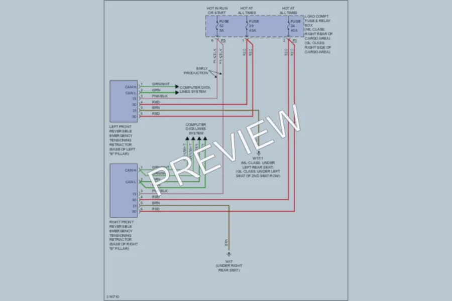 2009 MercedesBenz ML320BLUETEC Supplemental Restraints wiring diagram preview
