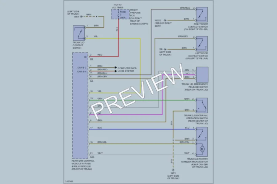 2009 MercedesBenz SLK300 Trunk Tailgate Fuel Door wiring diagram preview