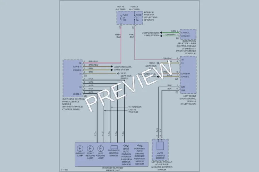 2009 MercedesBenz SLK350 Power Mirrors wiring diagram preview