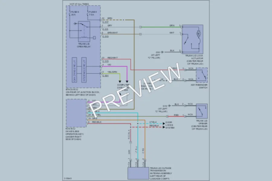 2009 Mitsubishi Lancer Trunk Tailgate Fuel Door wiring diagram preview