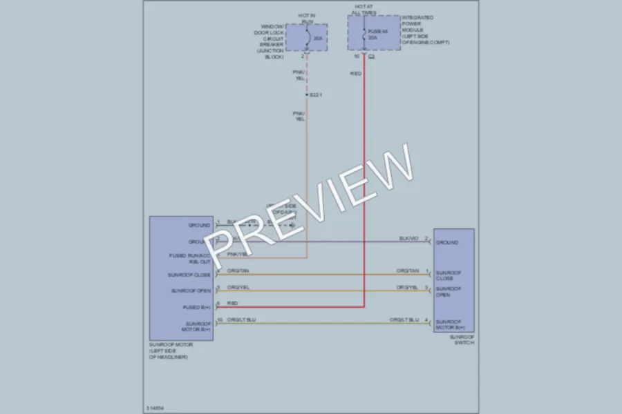 2009 Mitsubishi Raider Power Top Sunroof wiring diagram preview